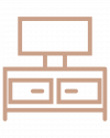 TV and console icon representing built-in entertainment centers and custom TV wall units for stylish living room storage.